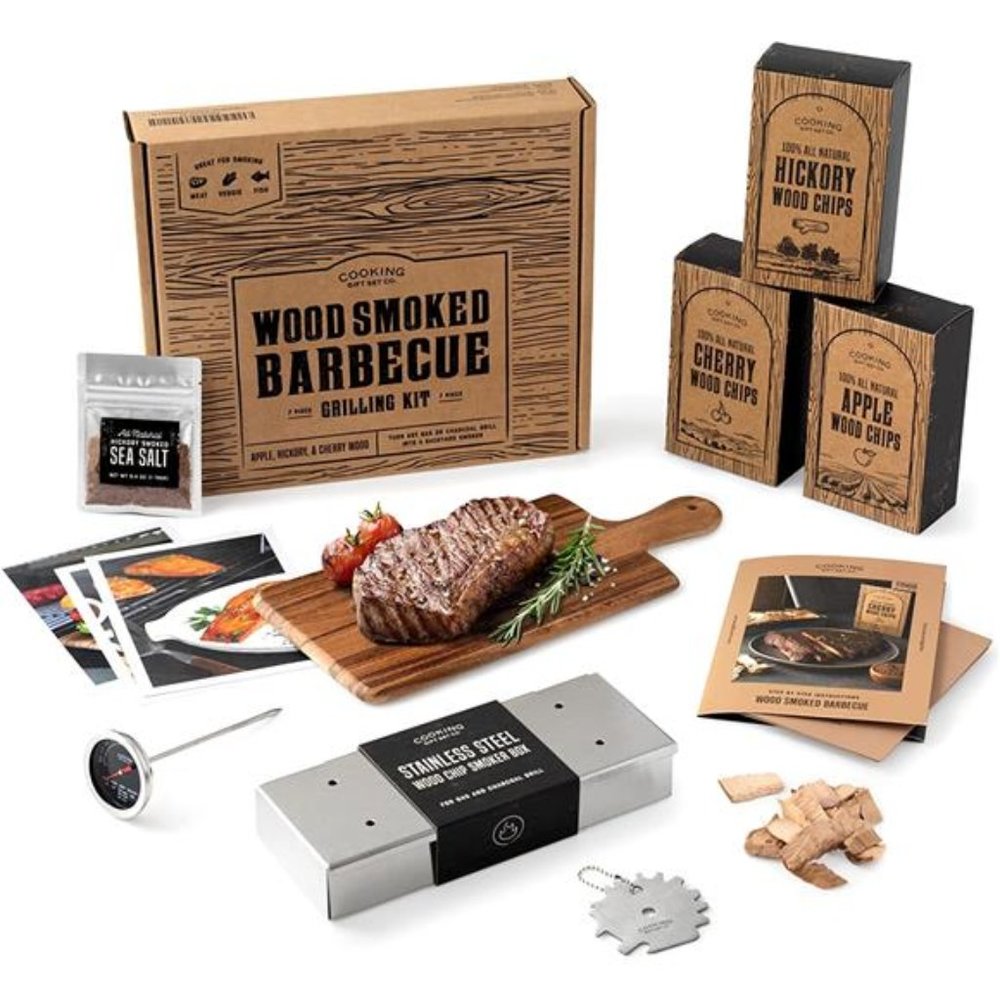 Wood Smoked BBQ Grill Kit for Dad | Gift for Men: Brother, Boyfriend, & Gifts